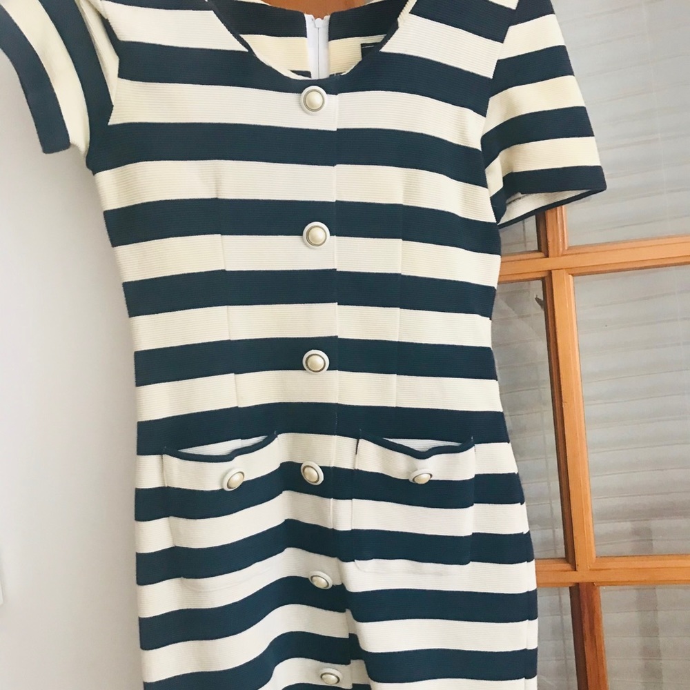 White and navy blue sailor style dress